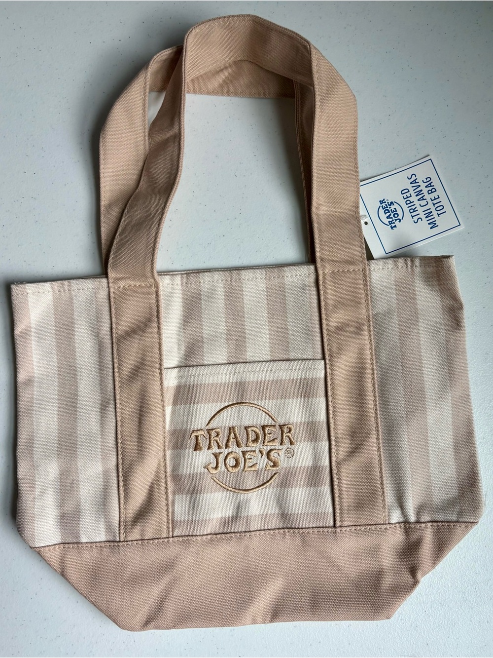 Trader Joe’s tan stripe tote bag